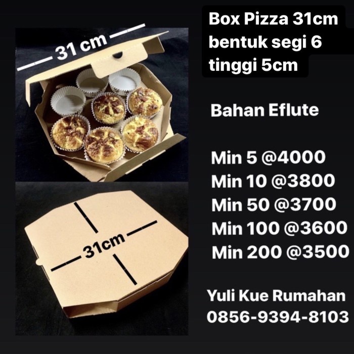 

SALE Box Pizza 31cm ⁣Bentuk Segi 6 ⁣Tinggi 5cm⁣