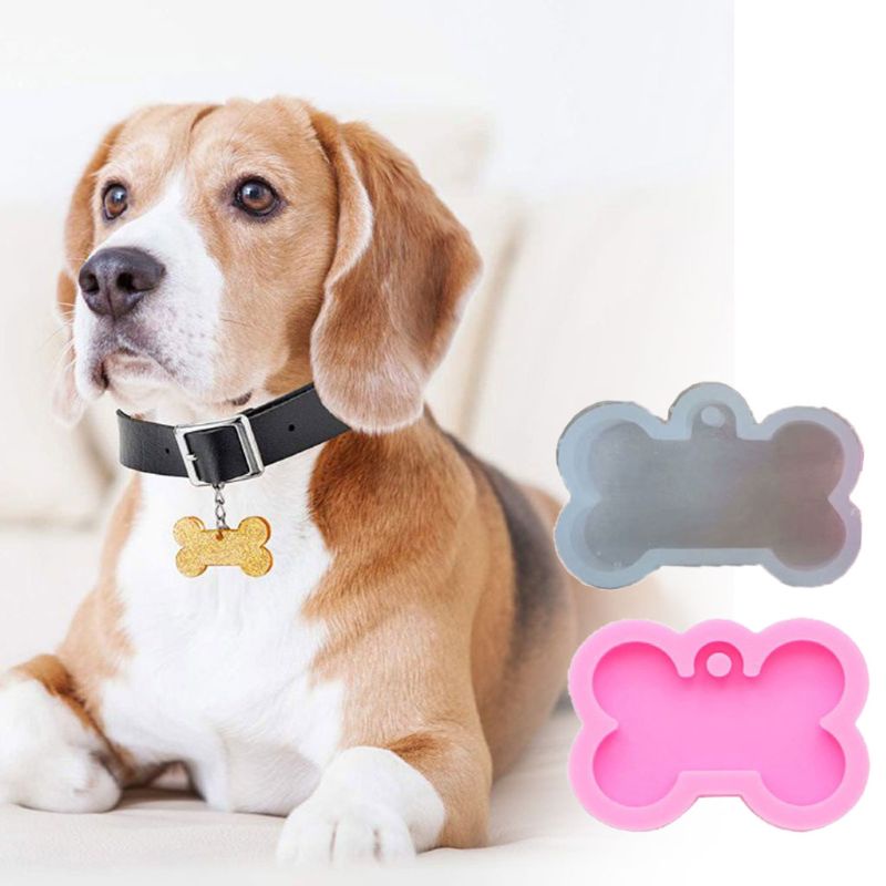 SIY  5Pcs Silicone Bone Shape Pendant Resin Mold  DIY Dog Tag Dog Bone Shaped Keychain Resin Casting Mold Resin Craft Tools