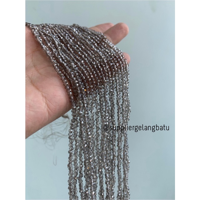 Crystal Ceko kilap 2mm SMOKY GREY QUARTZ kerajinan craft donat manik