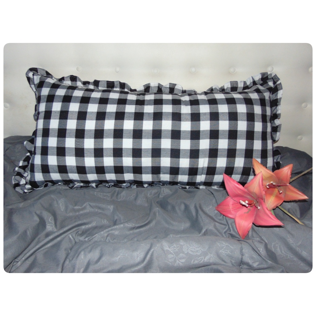 SARUNG BANTAL CINTA Rumbay Ruffle Ukuran Jumbo 45x95 cm Motif Kotak-kotak Gingham Estetik Kekinian dari Ismi Store