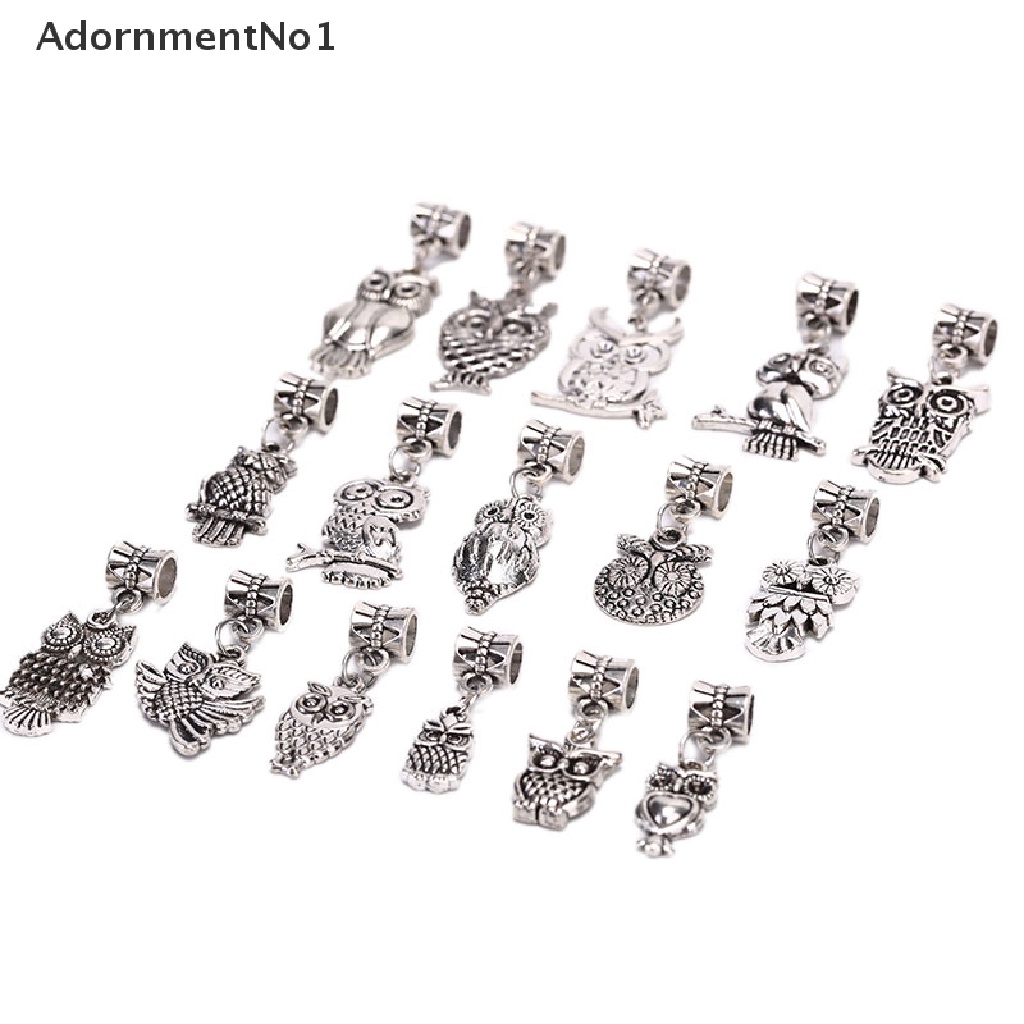 (AdornmentNo1) 16 Pcs Liontin Bentuk Burung Hantu Bahan Alloy Warna Silver Untuk Membuat Perhiasan DIY