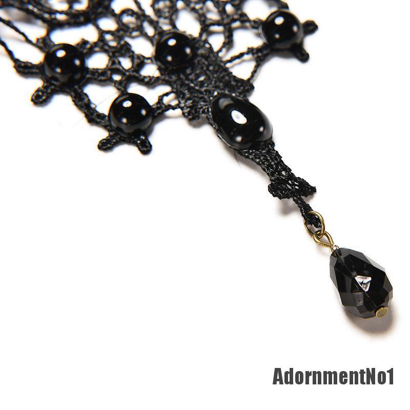 (Adornmentno1) Kalung Choker Lace Hitam Gaya Gothic / Victoria / Steampunk Untuk Wanita