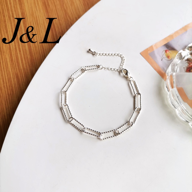 ※Ready Stock※ Fashion Bracelet Jewelry Simple Silver Alloy Chain Bracelet for Women