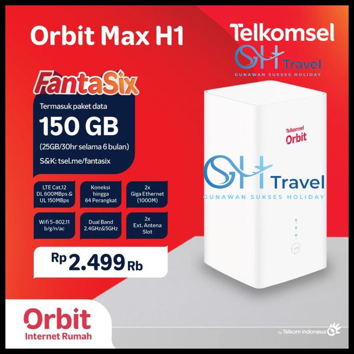 Telkomsel Orbit Max S Modem Wifi 4G High Speed Bonus Data 150Gb