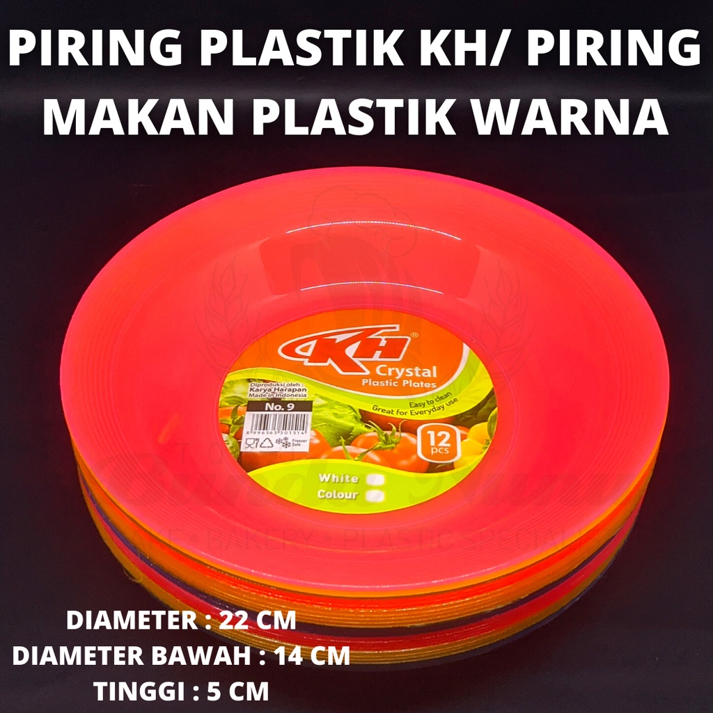 Piring Makan Plastik/ Piring Plastik Warna Kh No.9 1 Lusin