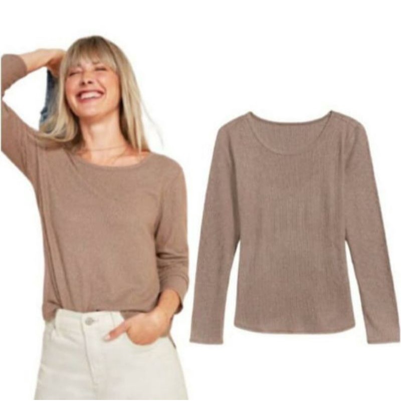 OLD N*VY COZY BRUSHED RIB KNIT TOP-ORIGINAL