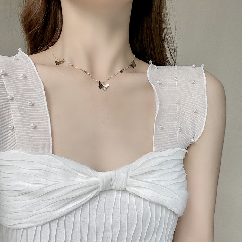 AY(CN) Kalung Rantai Choker Liontin Butterfly Star Warna Gold Silver Gaya Korea Untuk Wanita