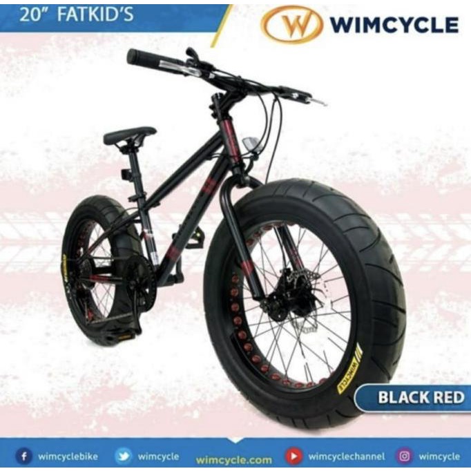 Sepeda Gunung Mtb Wimcycle Fatkids 20 Inch Fatbike Ban Besar 7 Speed Smie792