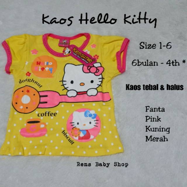 SNI Kaos atasan hello kitty anak bayi balita 1 2 3 4 tahun warna