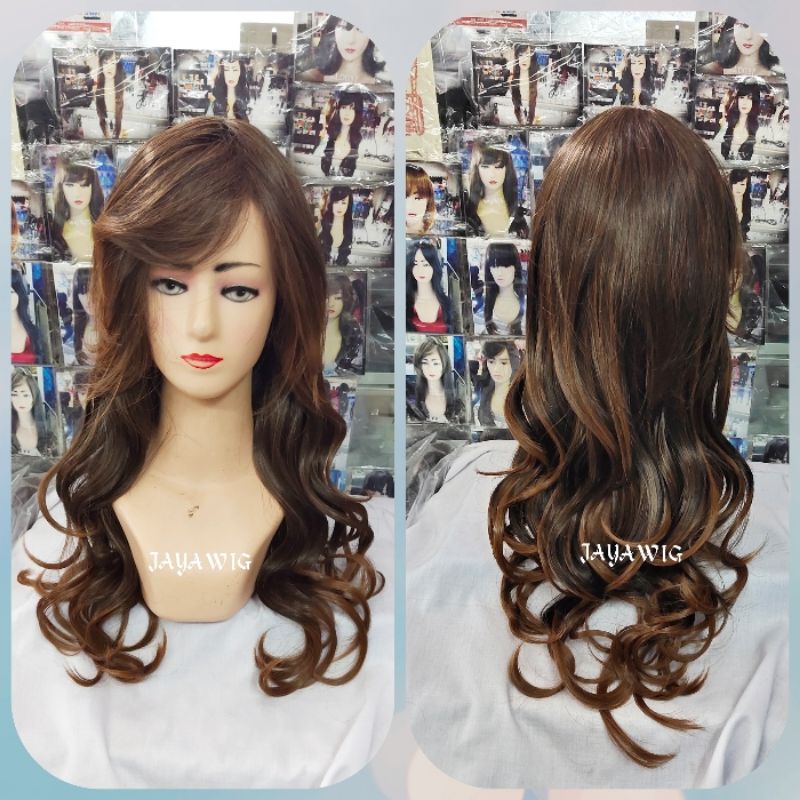 Wig Curly Panjang 55cm Rambut Palsu Wanita Model Keriting