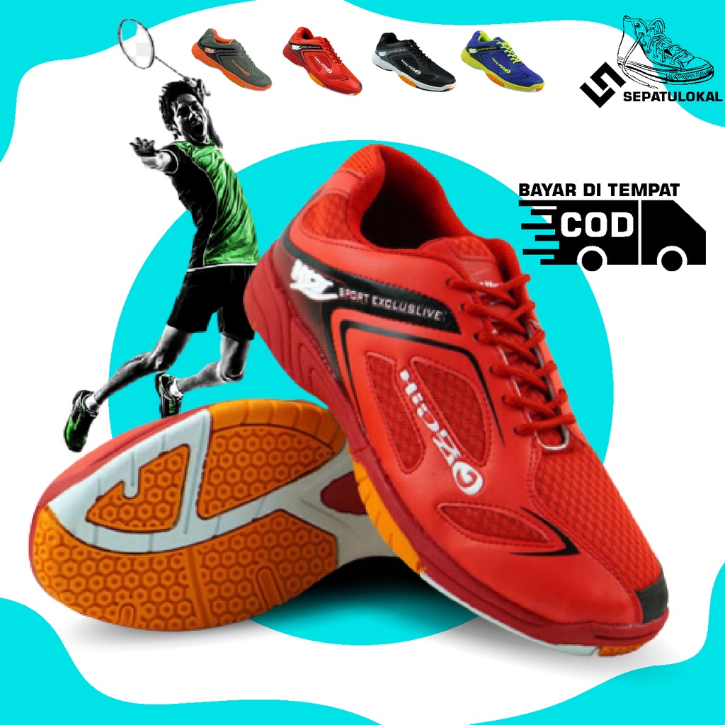 Sepatu Pria Kets Olahraga Badminton Spatu Kulit Bulutangkis Running Sport Cats Casual Pria Original