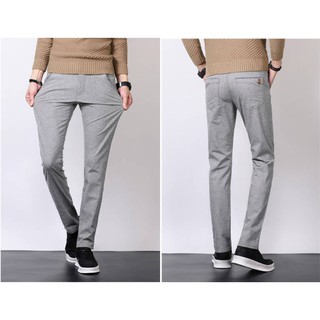 JuneJun Celana  Panjang  Pria  Slim Casual Bahan Katun  Tebal  