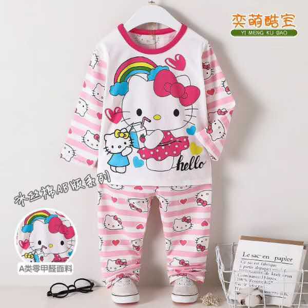 Baju tidur anak cewek import/ baju tidur anak perempuan/  stelan baju tidur anak cewek import