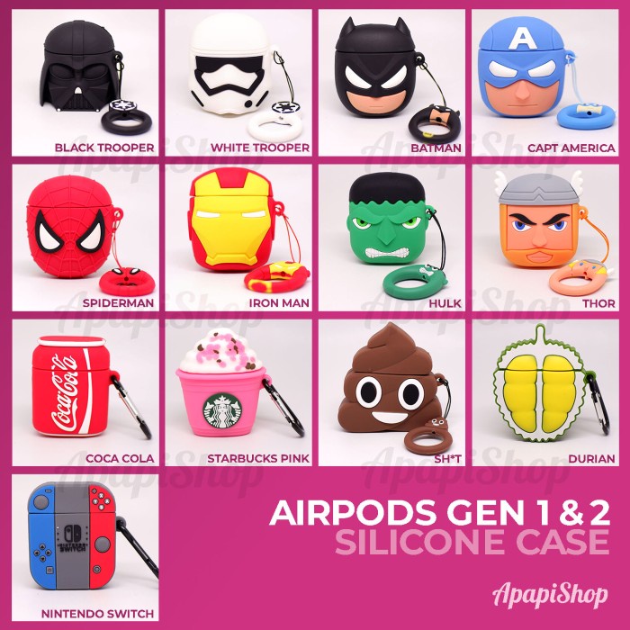 Apple Airpods Case Gen 1 & 2 Anti Shock Premium Silicone - Starbucks Pink-Durian