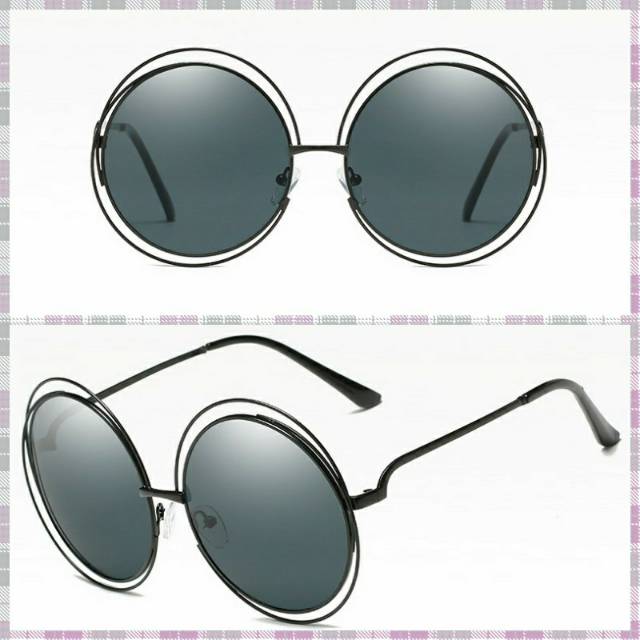 (4 WARNA) Kacamata Premium Bulat Frame Double Fashion Korea - G001