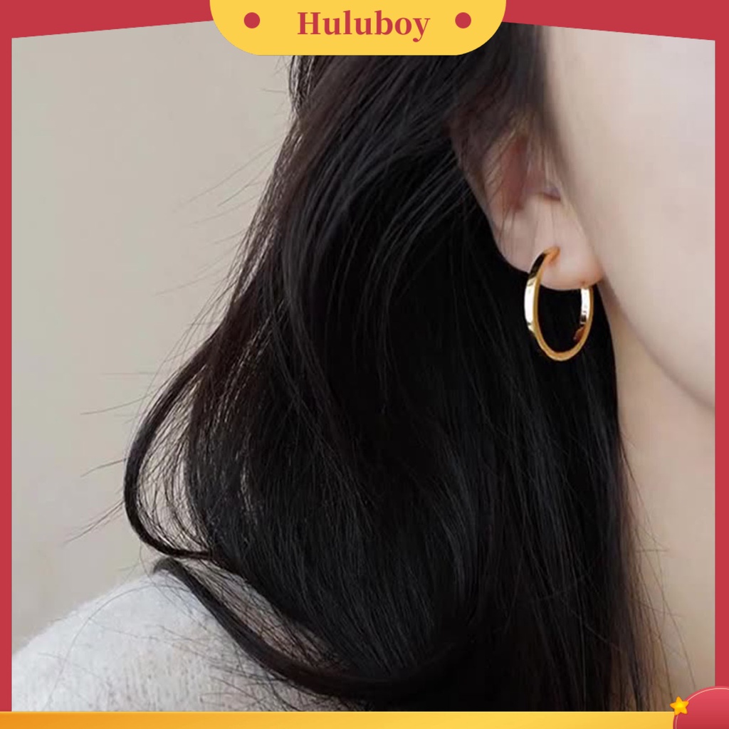 Hu Hu Hu Hu Hu Alat Bantu Pasang Kacamata♡ 1 Pasang Anting Hoop Bentuk Bulat Permukaan Halus Untuk Wanita