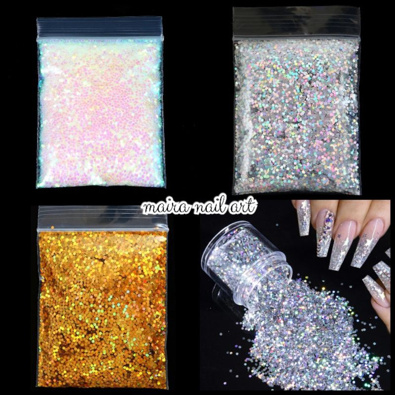 gliter kasar hologram isi 500 gram