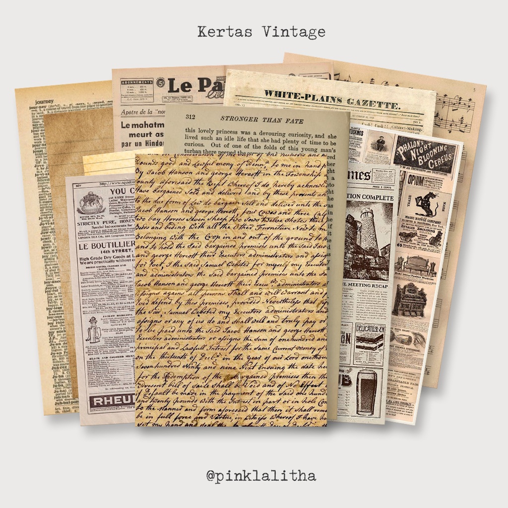 

22 Lembar Kertas Vintage Scrapbook Journal Jurnal Seri 2