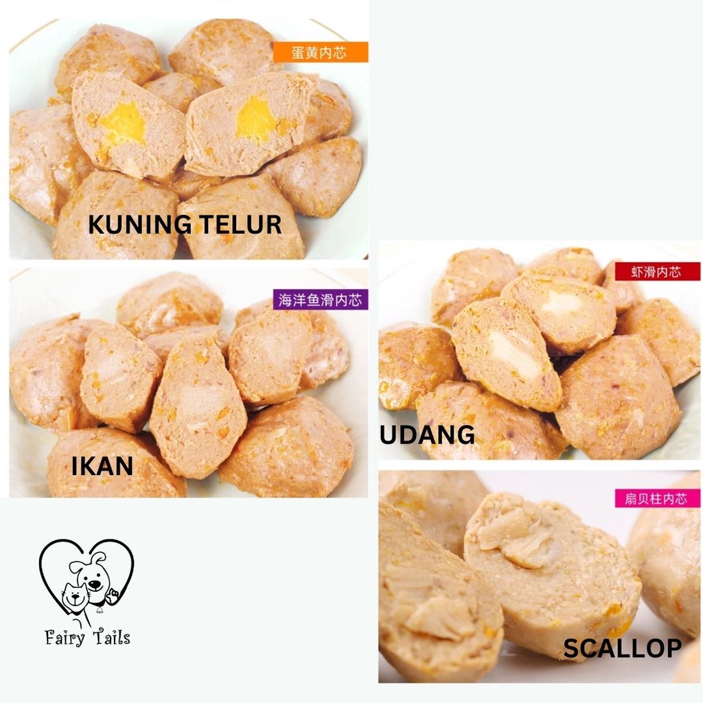 Snack Bakso Cemilan Makanan Kucing Cat Natruse Meatball Snack Baso 30 gr Treat Egg Yolk Fish Scallop Shrimp Seafood | Snack Kucing Fresh Meat Baso Cat Food