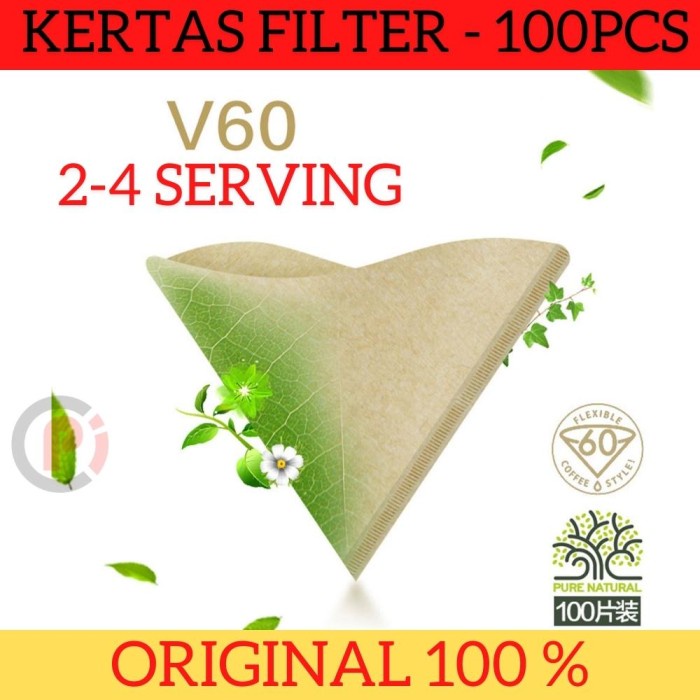 Kertas Filter Saringan Kopi Drip Coffee V60 for 2-4 Serving Isi 100Pcs