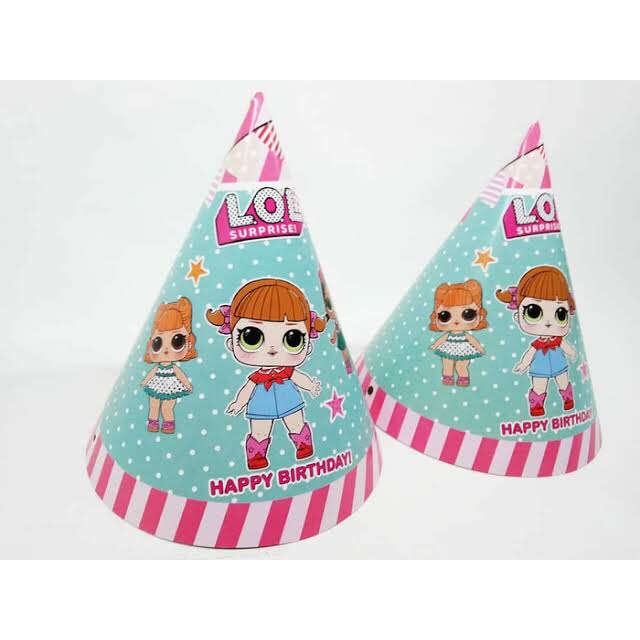 Topi ultah kerucut custom LOL Surprise