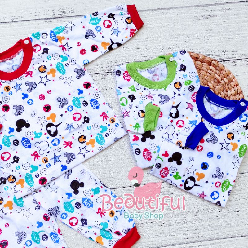 Setelan Bayi Panjang Motif Mickey / Setelan Piyama Bayi / Baju Bayi Panjang / Baju Tidur Bayi / Baby.ou_