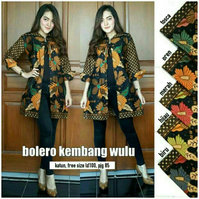 OUTER BOLERO KEMBANG WULU MATARAMAN BATIK LONG CARDI TALI SOGAN TUMPAL BUNGA OOTD FASHION MUSLIM