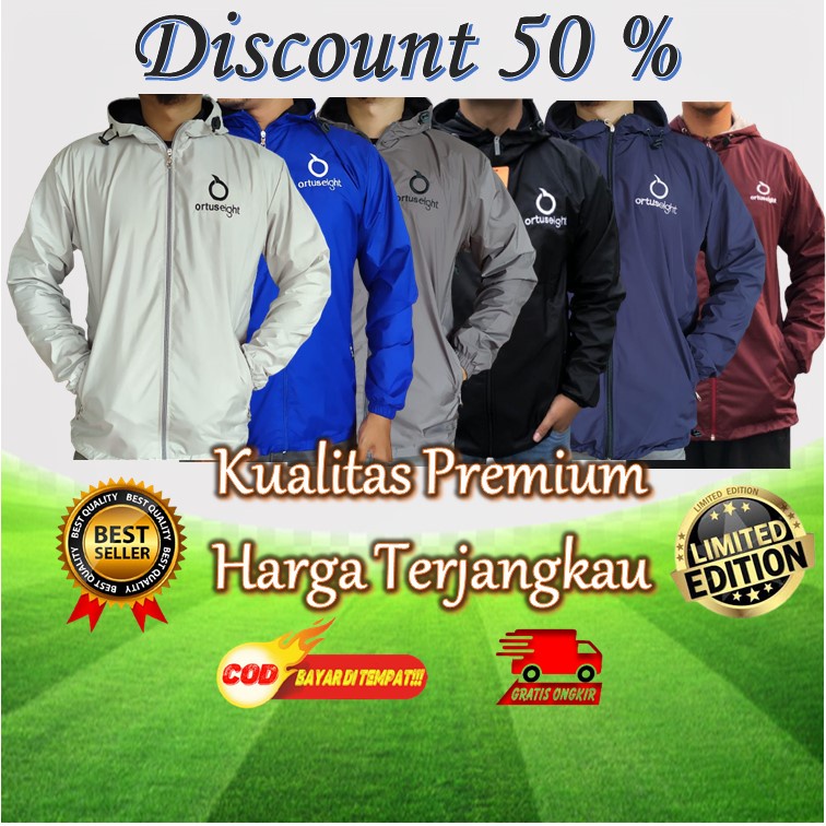Jaket Parasit Jacket Jeket Bahan Parasut Tipis Jogging Lari Ortuseight Pria Wanita Untuk Joging Spor