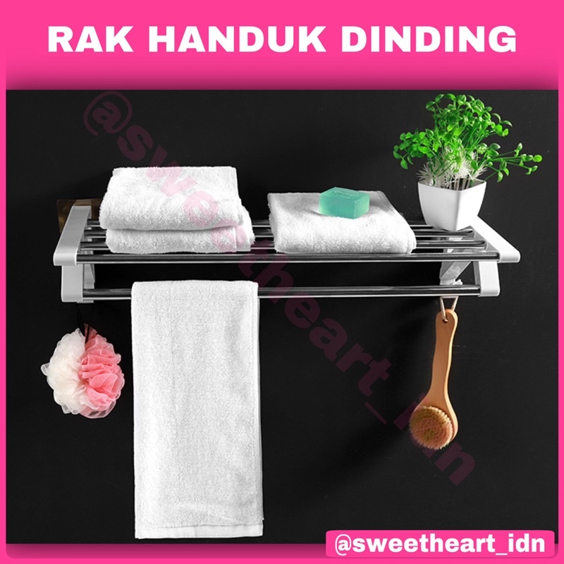 Gantungan Handuk Kamar Mandi Stainless Steel Tempel Dinding Kamar Mandi Rak Handuk Tempel