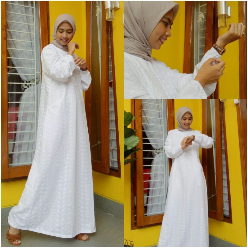 GAMIS MUSLIM HAJI DAN UMRAH/GAMIS MUSLIM PUTIH/GAMIS SYARI WANITA/GAMIS KATUN PUTIH BY ALYABYHARIS