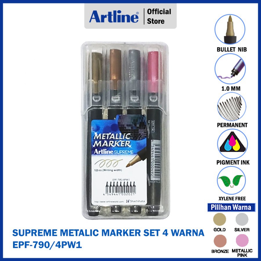 

SPIDOL ARTLINE PERMANENT SUPREME METALIC MARKER SET EPF-790/4PW1