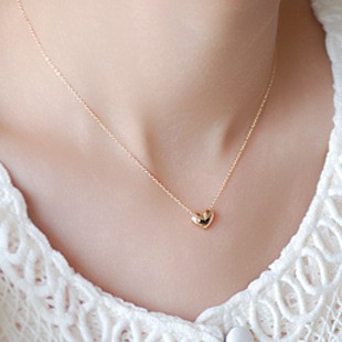 Korea Fashion Hati Pendant Emas Disepuh Heart Shaped Heart Shaped Love Chain Kalung