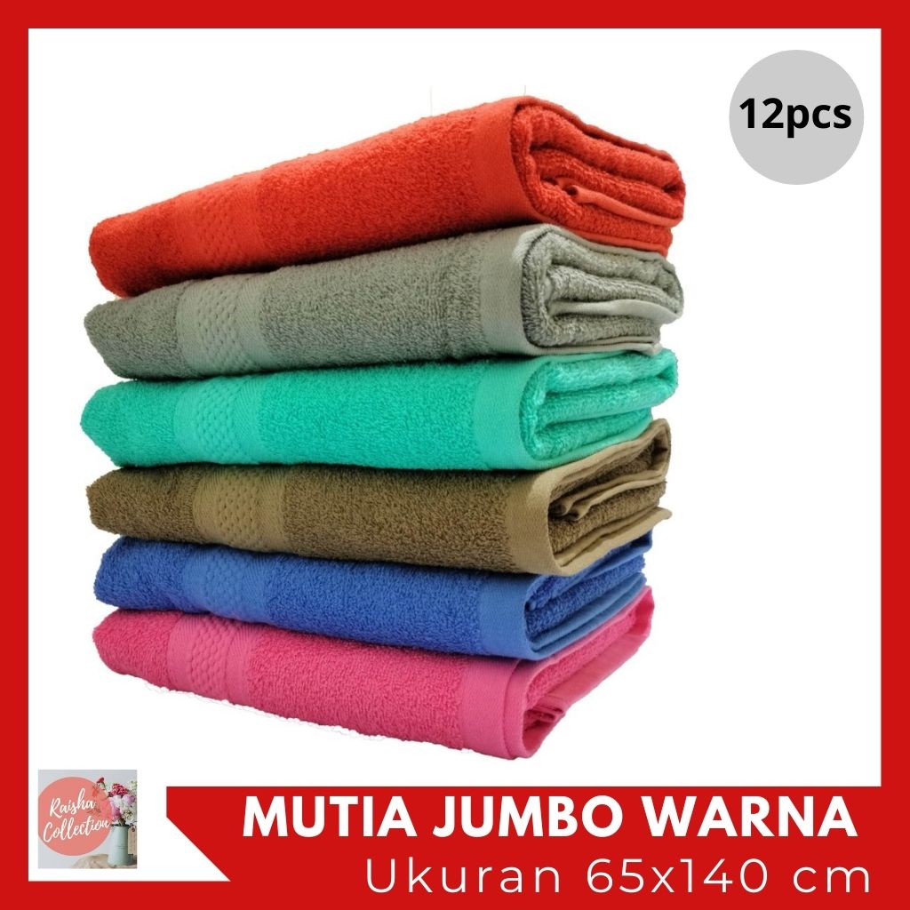 RAISHACOLLECTION SATU LUSIN HANDUK MUTIA JUMBO UKURAN 70x140 HARGA PAKET HEMAT