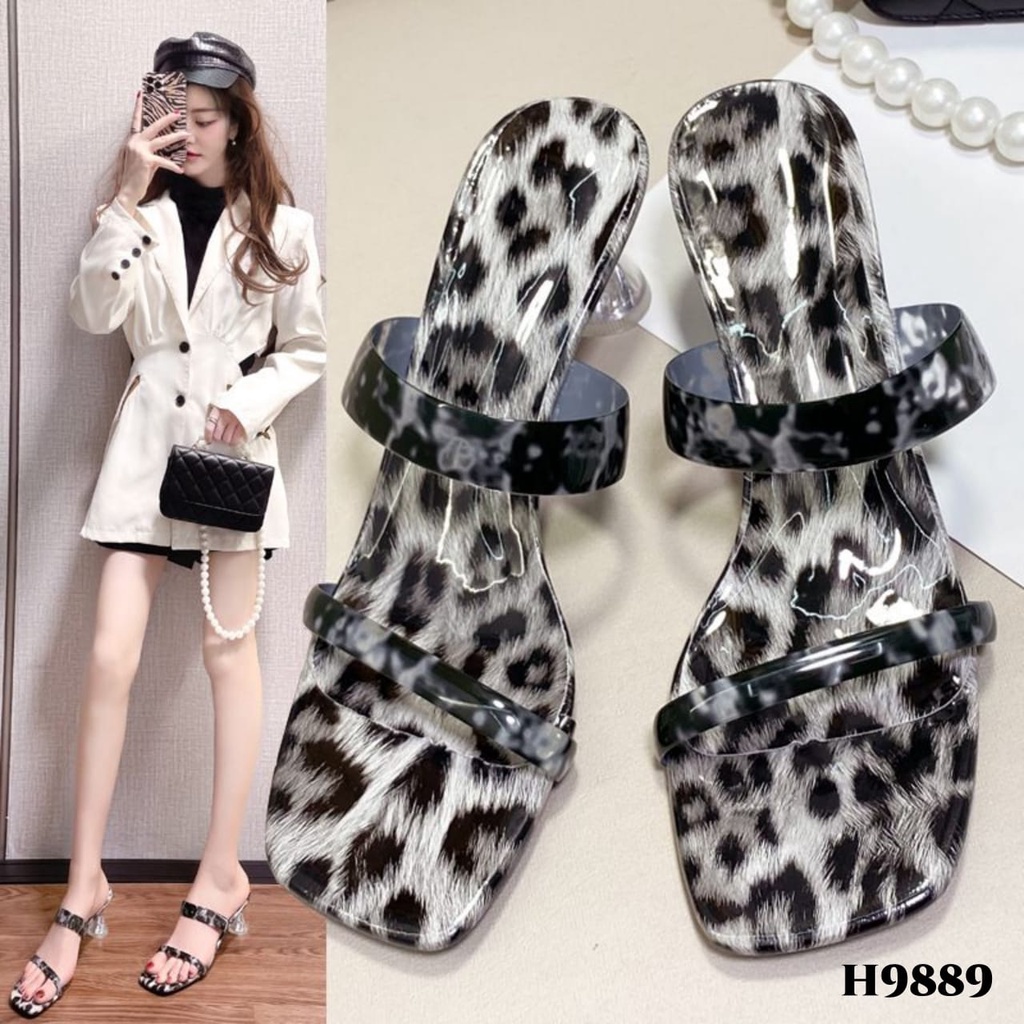 PRF High Heels Leopard Slides Fashion Korea H9889