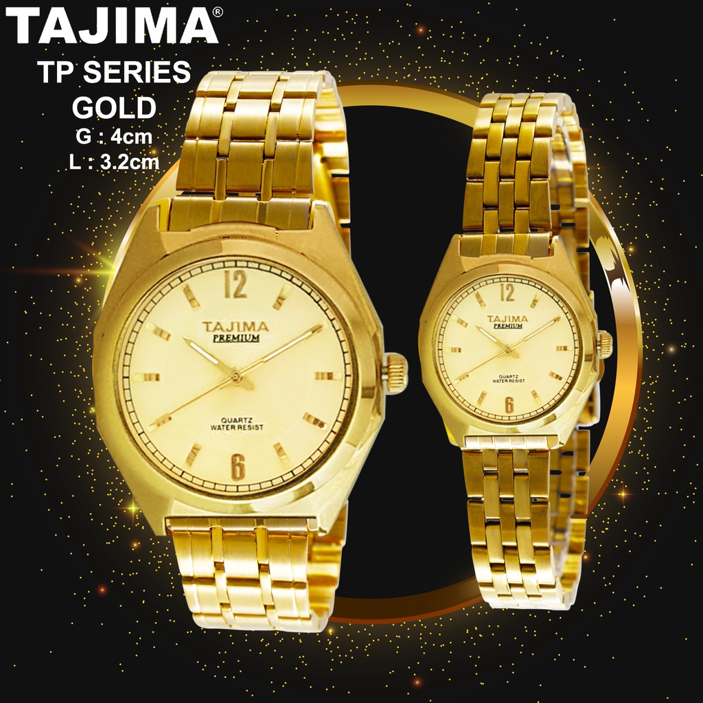 TAJIMA Jam Tangan Analog Couple Premium Gold Stainless Steel Water Resist 3 ATM Watch