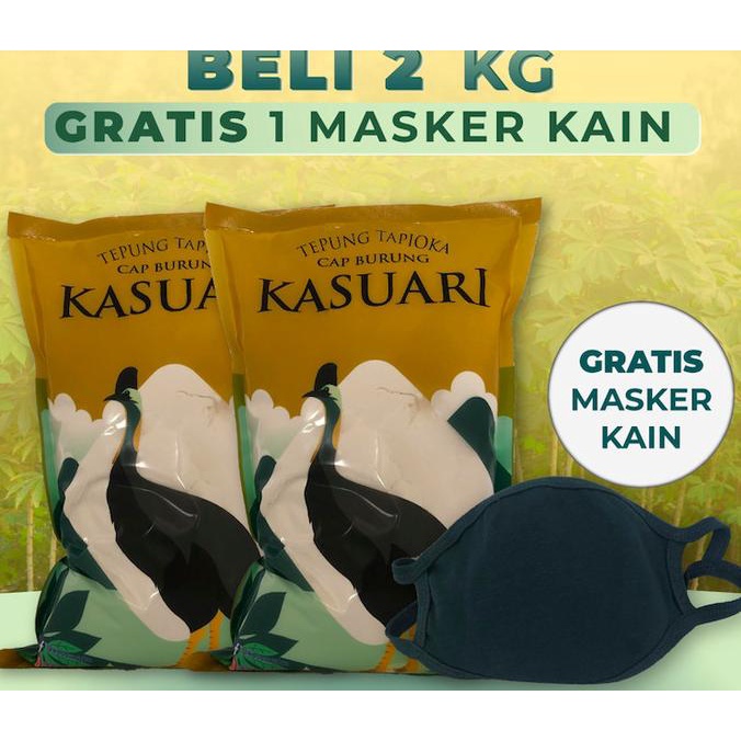 

tepung tapioka cap Burung Kasuari 2 kg free masker 88-warungtejo Segera Beli