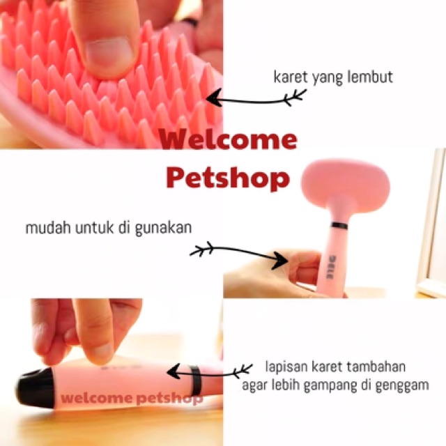 Sisir untuk Anjing dan Kucing Bahan Karet / Sisir Anjing / Sisir Kucing