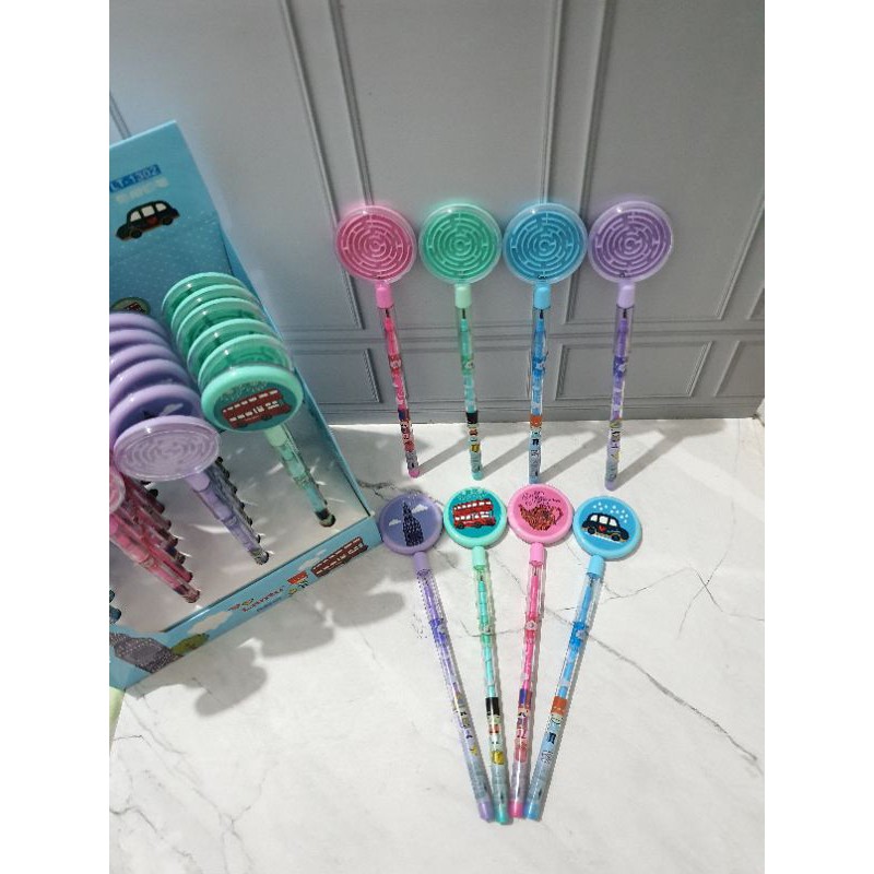 (4pcs) pensil lantu/lantu bensia/pensil cabut lucu/pensil bongkar pasang-Labirint