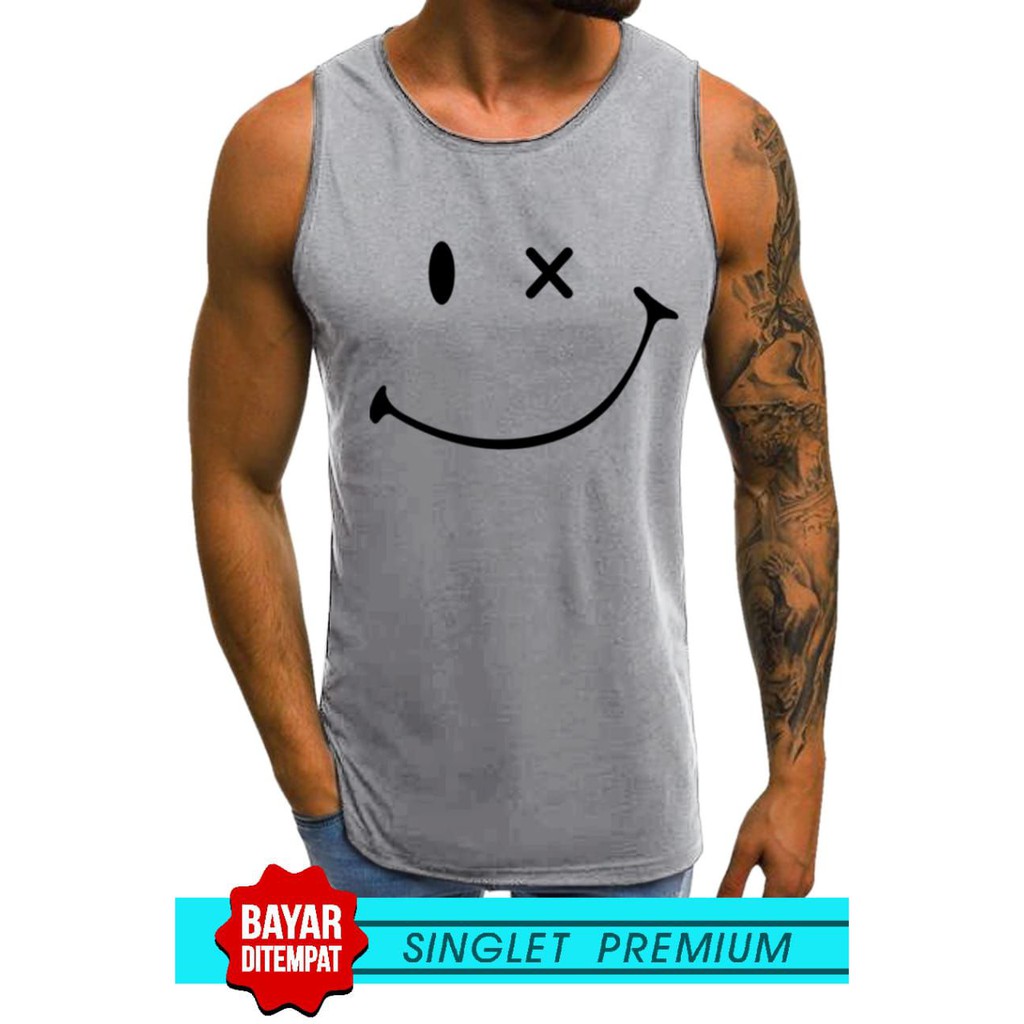 SINGLET LEKBONG PRIA (SMILE) / SINGLET LEKBONG GYM /LEKBONG / SINGLET/KAOS DALAM PRIA/KUTANG