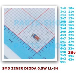 5 pcs 36v Dioda Zener 0,5w Diode 36 v 1/2W 1/2 0.5 0,5 w SMD LL34