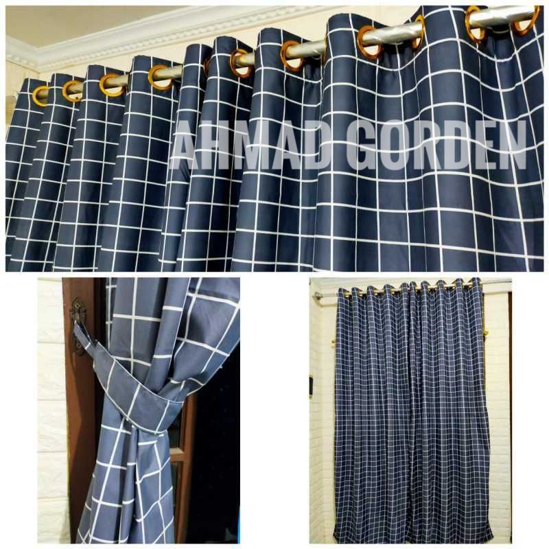 Termurah Gorden Lokal Motif Kotak Kotak Gorden Jendela Gorden Pintu Minimalis