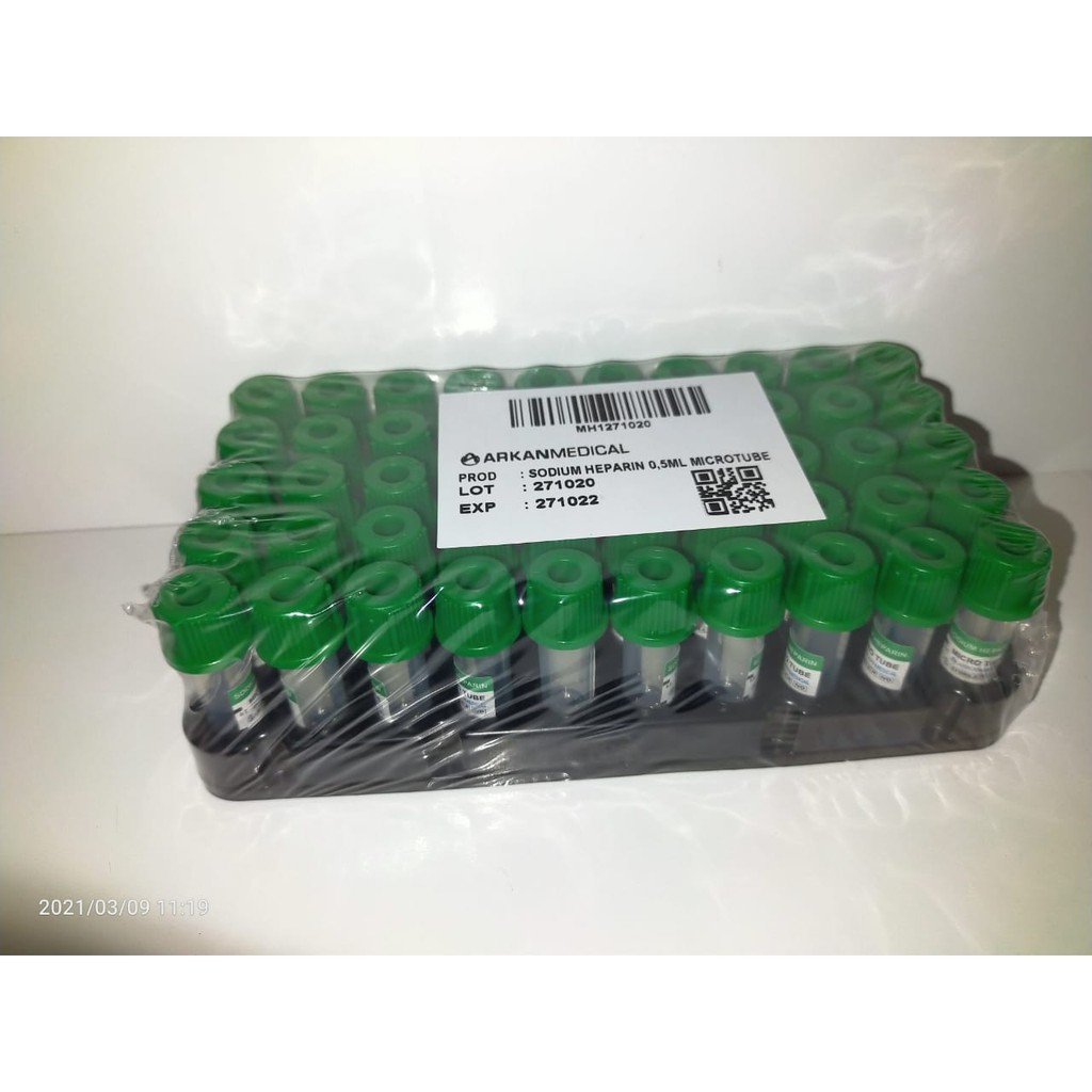 

Tabung Sodium Heparin 0,5 Ml Microtube