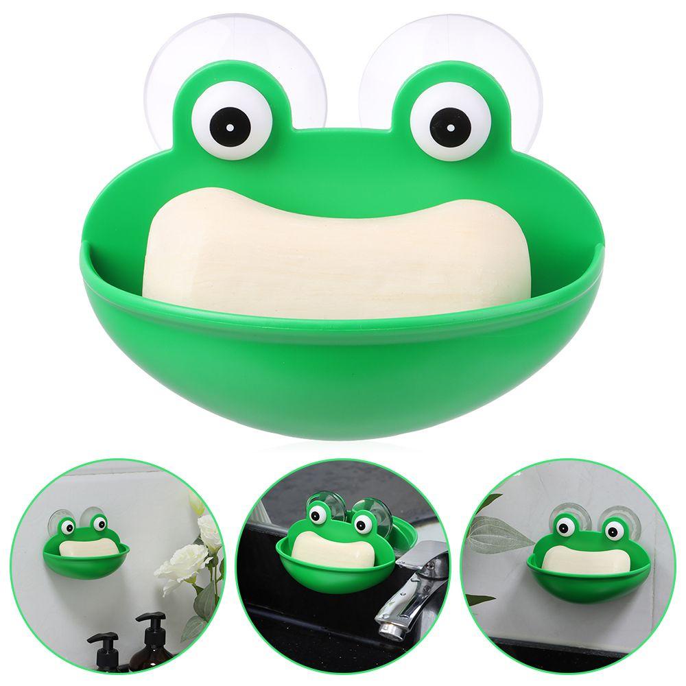 Tempat Sabun Kodok Nanas Dapur Hijau Frog Drain Tray Holder Self-adhesive Rak Gantung Bocor Rak Pembuangan Air