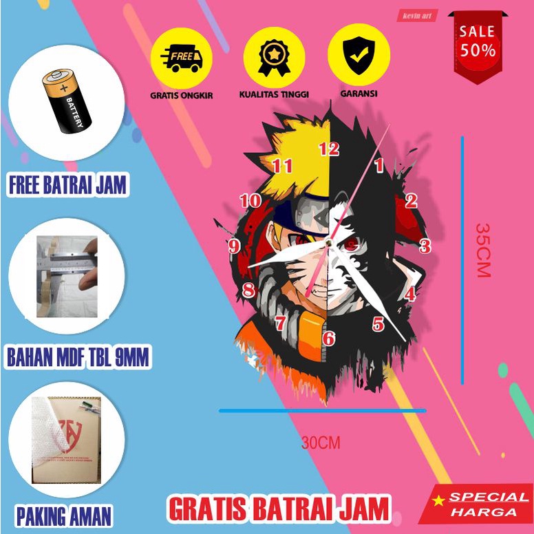 JAM DINDING KARAKTER NARUTO ANIME UNIK BESAR KAYU VINTAGE SOUVENIR JAM CAFE Kevinart