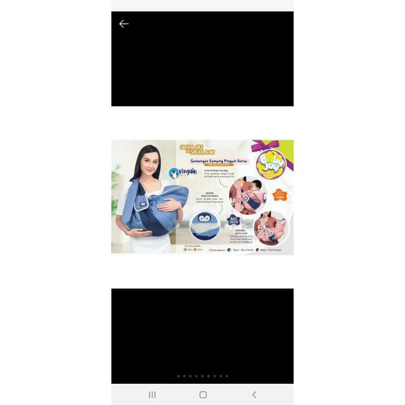 Baby Joy Gendongan Bayi Samping (cocok u/ newborn) + Kantong Botol Susu Pinguin Series - BJG 2019-3