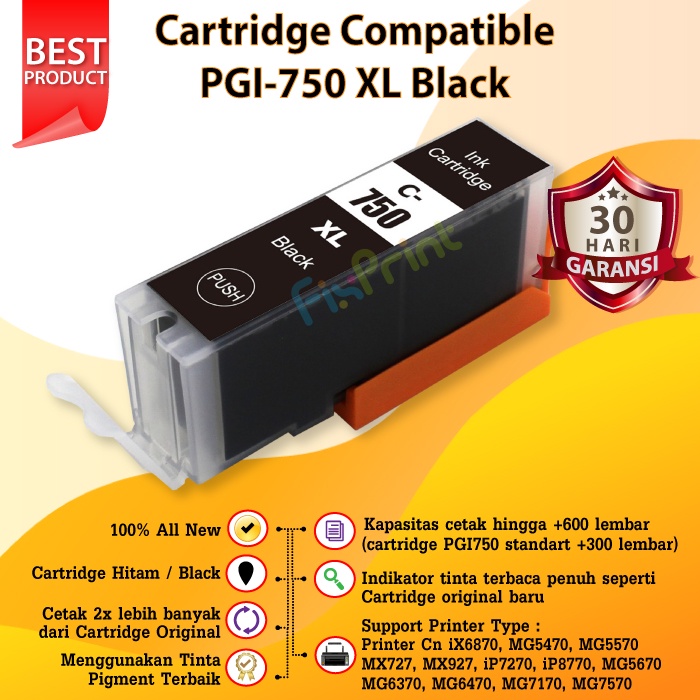 Cartridge Tinta Compatible Canon 750 PGI750 pgi750 PGI-750 XL Black