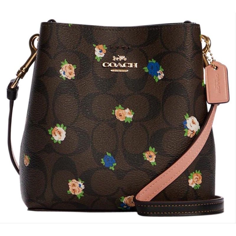 Coach Mini Town Bucket Bag In Signature Canvas With Vintage Mini Rose Print
