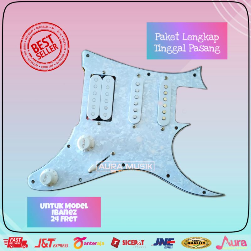 Pickguard Gitar Ibanez HSS Set Prewired