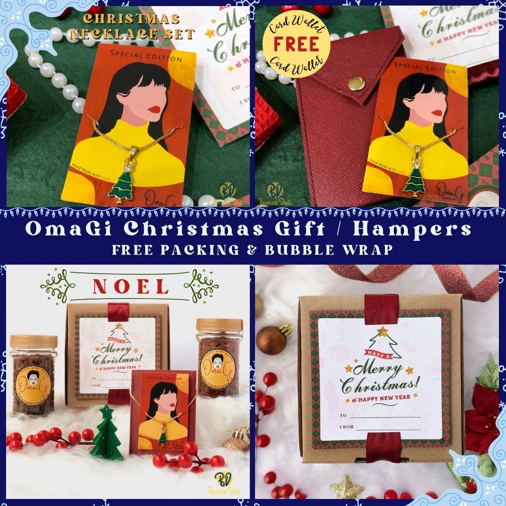 

Hampers Natal / Gift Box / Christmas / Kado Tahun Baru - Gift set kalung + OmaGi Makanan Siap Saji