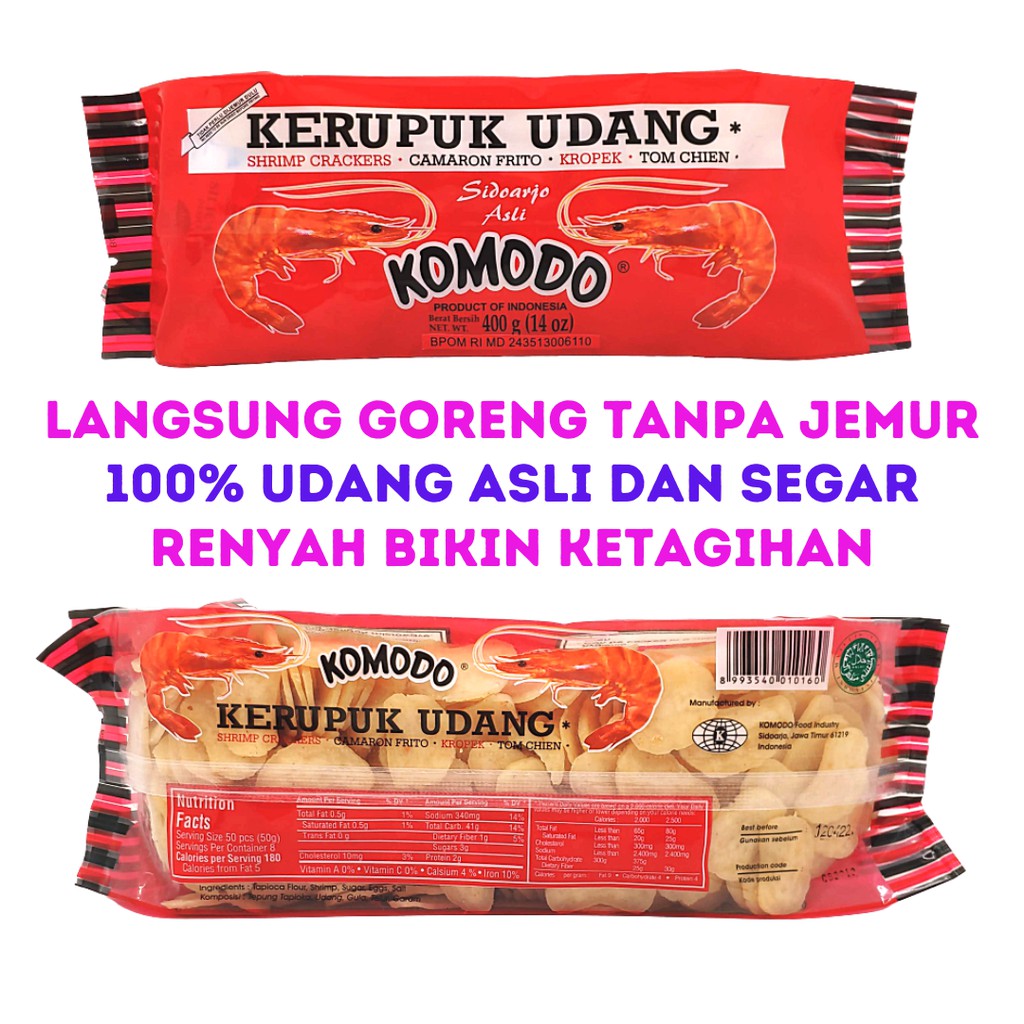 KOMODO MERAH Kerupuk Udang Mentah Super Mini 400g / Kerupuk Udang Mentah Kecil / Krupuk Udang Kecil